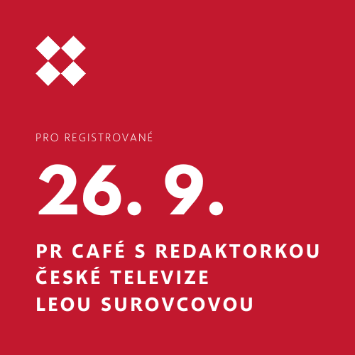 Pozvánka na PR Café s redaktorkou České televize Leou Surovcovou, které se uskuteční 26. září