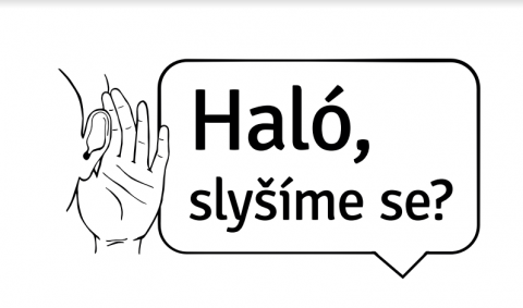 Logo kampaně Haló, slyšíme se?