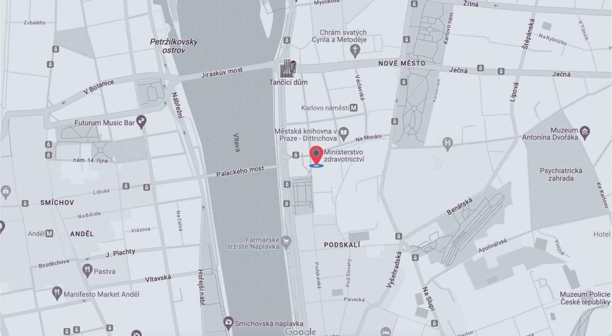 Printscreen obrazovky polohy umístění Pacientského hubu